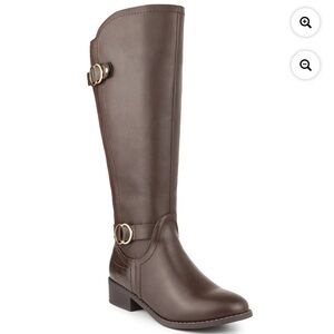 Leandraa Womens Faux Leather Knee-High Boots